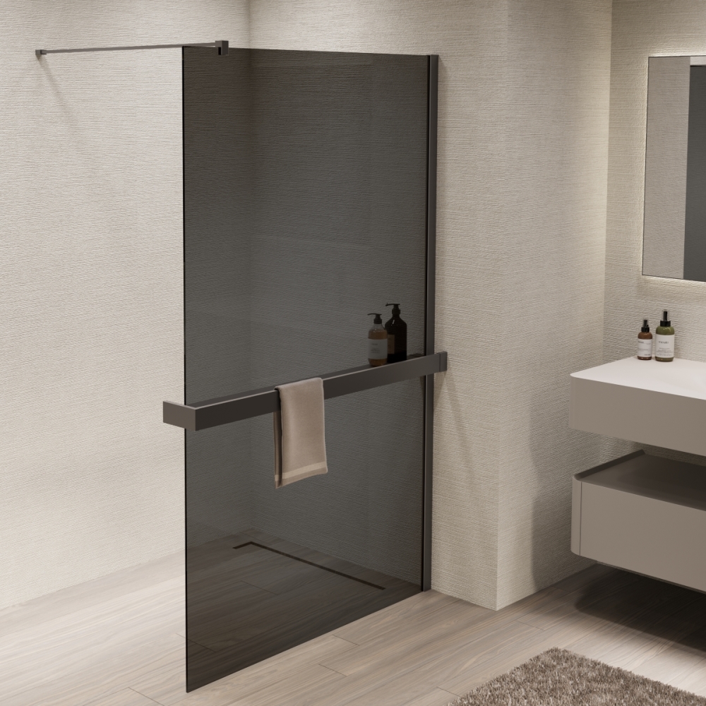 Душевая перегородка Vincea Walk-In Вороненая сталь / Тонированное