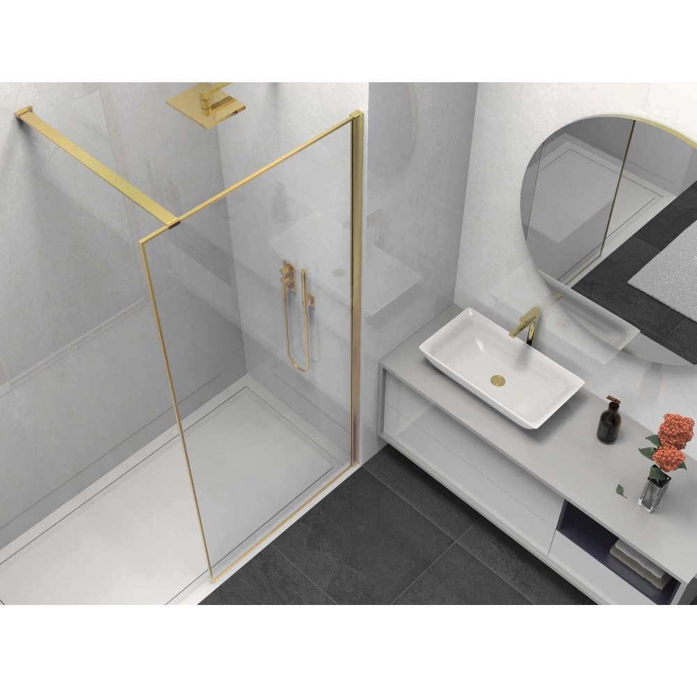 Душевая перегородка Vincea Walk-In Золото матовое / Прозрачное — изображение 3